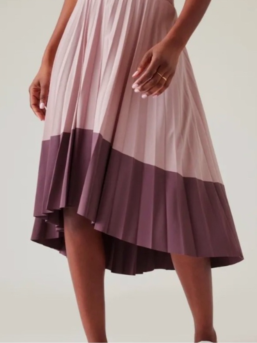 Athleta Two-Tone Pleated High-Low Skirt Small